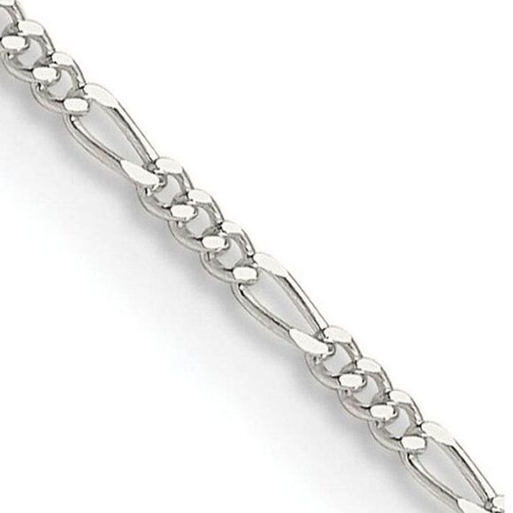 1.2mm Sterling Silver Solid Figaro Chain Necklace, 18 Inch - Picture 1 of 5